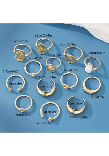Girift Vintage Ydora 3 Adet Gold Yüzük Seti Altın