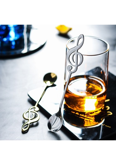 Honmex 304 Paslanmaz Çelik Gitar Desenli Kahve Kaşığı Müzik Stilinde Karıştırıcı Ve Servis Spoonu Gümüş Diğer