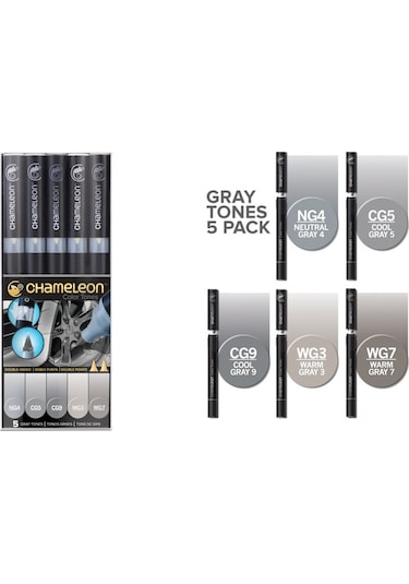 Chameleon Marker Kalem 5Li Set Gray Tones