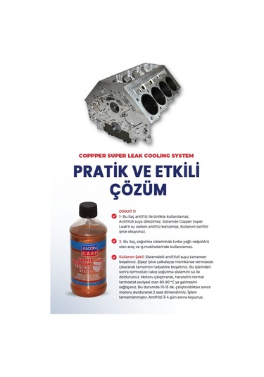 Alcon Copper Super Leak Bakır Takviyeli Sıvı Radyatör Çatlak İlac