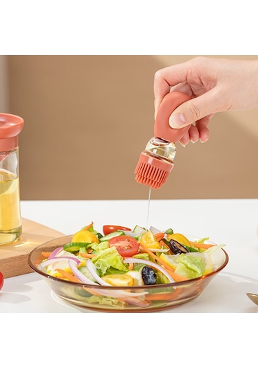 Hfambition Ev Fırında Ve Bahçe Barbeküs İçin Silikon Yağlı Fırça, Dozajlı Yağ Sokucu, Turuncu-yesil, Pratik Kullanım Çok Renkli