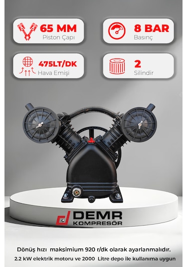 Kompresör Kafası Çift Piston 8 Bar Id2065