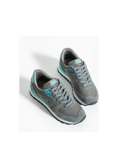Hammer Jack Peru Kadın Hakiki Deri Sneakers Ayakkabı 102 19250-g Gri Turkuaz Gri - Turkuaz