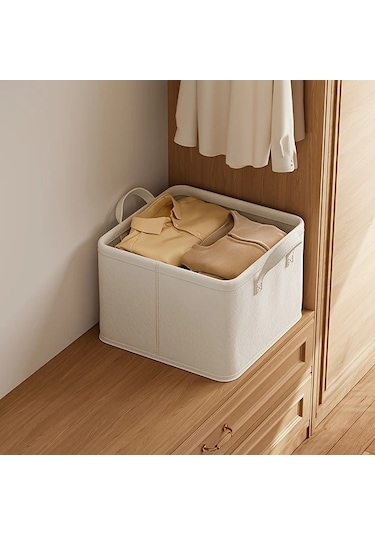 Gateesat Bej Xxl 17.44 Gal Katlanır Saklama Sepeti Çift Kulplu Yatak Altı Düzenleyici Bej