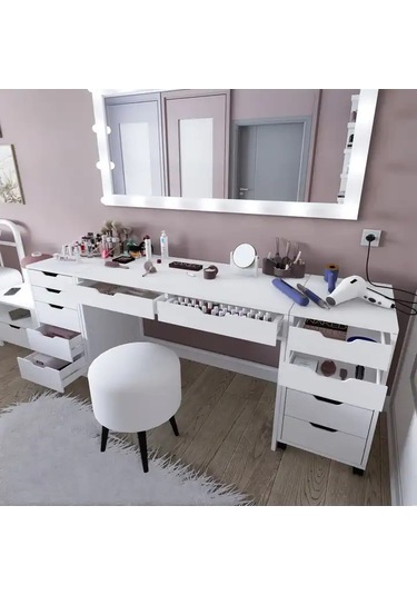 Duru Makyaj Masası Seti- 200 Cm Beyaz
