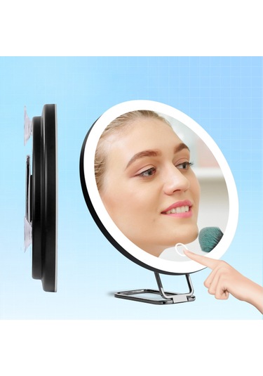 Aurora Hafif Zoom 360 Derece Dönen Braket Makyaj Aynası İle 6 İnçşarj Led Takviyebaşı Beyaz