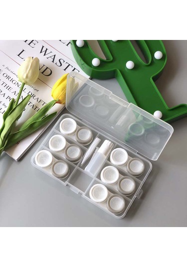 Vkemall 6 Çift Lens Kabı Seti - Çözüm Şişesi, Pens Ve Emme Çubuğu İle Seyahat Dostu