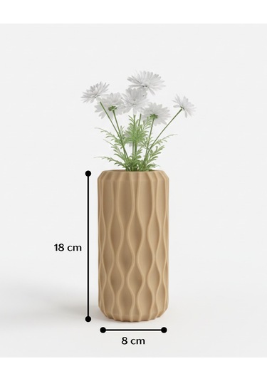Elana Design Winy Vazo - Modern Tasarımlı Şık Çiçek Vazosu Bej