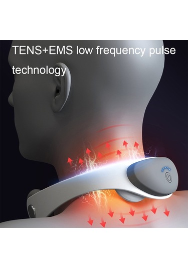 Butu Servikal Omurga Masajı Tens Mikro Akım Darbeli Askılı Boyun Masaj Cihazı Beyaz