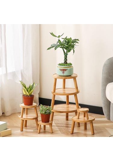 Suntek Saksı Tutucu Ekici Raf Otel Ahşap Bitki Standı Masa Odun