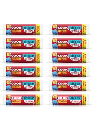 Cook Büyük Çöp Torbası 65 80 Cm 20 Li X 12 Adet
