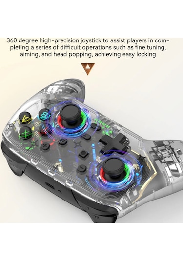 Rgb Kablosuz Şeffaf Gaming Ps4/ps3/pc/switch/Apple Uyumlu iOS Gaming Kol Wirelles Controller Saydam