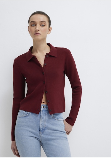Mavi - Polo Yaka Bordo Hırka 1710586-70431 Bordo