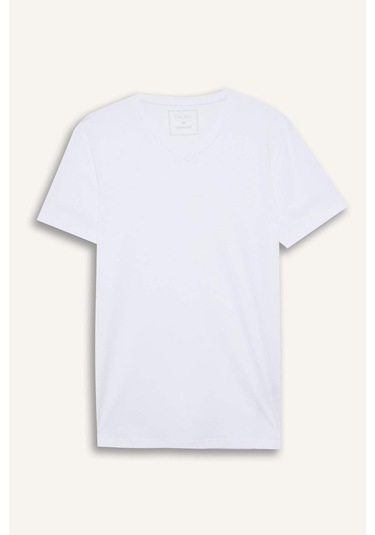 Defacto Slim Fit Dar Kesim V Yaka Üst D6187ax25wnwt34 Beyaz