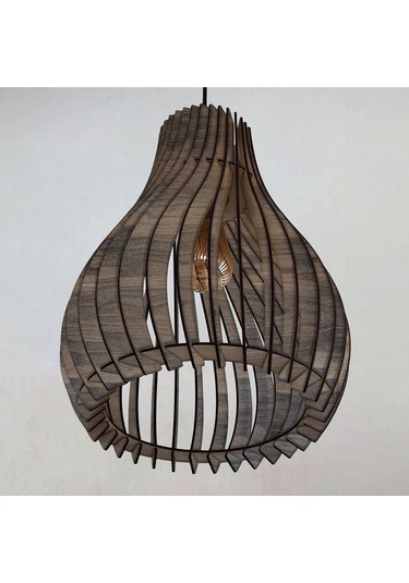 Vialux Modern Ahşap Bohem Rustik Avize Tekli Sarkıt Lamba Ceviz Ceviz
