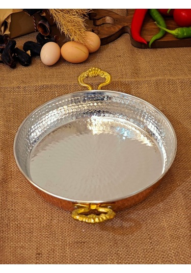 Modabakır Bakır Büyük Kapaklı Tava 24 Cm Model:5656p Bakır