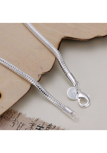 925 Gümüş Kaplama, Örgü Gümüş Bileklik , Ahşap Kutu İçerisinde