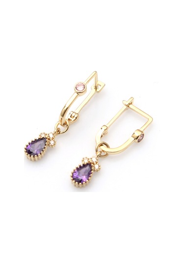 Damla Taşlı Sallantılı Altın Küpe Kp0011 N11.9160