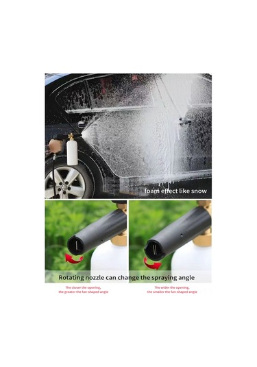 Vkemall Yüksek Basınçlı Yıkama Makinesi - 1l Köpük Flaske + G3 Hızlı Bağlantı Kısa Silah + 5 Renkli Uç Dış İğne M22 İç 14mm