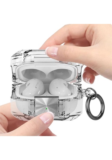 Samsung Galaxy Buds Core Uyumlu Transparan Tank Kılıf +kanca 1.kalite Mavi