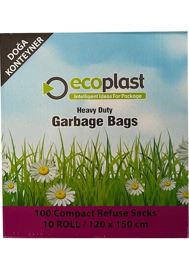 Ecoplast 240 L Siyah Hantal Konteyner Çöp Torbası 700 G 10 x 10'lu 120 x 150 CM