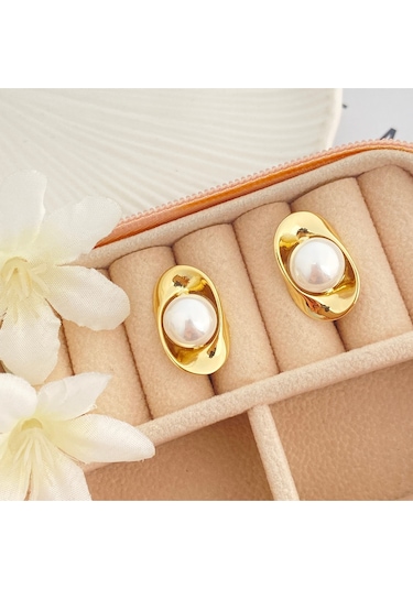 İncili Küpe İstiridye Küpe Kararmaz Xuping Gold Gold