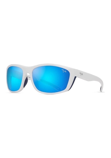 Maui Jim Mj 0869s 002 62 Aynalı Polarize Erkek Yastık Beyaz Kemik Güneş Gözlüğü Beyaz