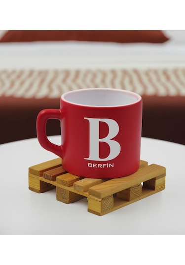 Bk Gift Kişiye Özel İsimli Kırmızı Renkli Middle Çay & Kahve Fincanı-3, Arkadaşa Hediye, Sevgiliye Hediye, Doğum Günü Hediyesi Kobitmeyencom32510 Bk G