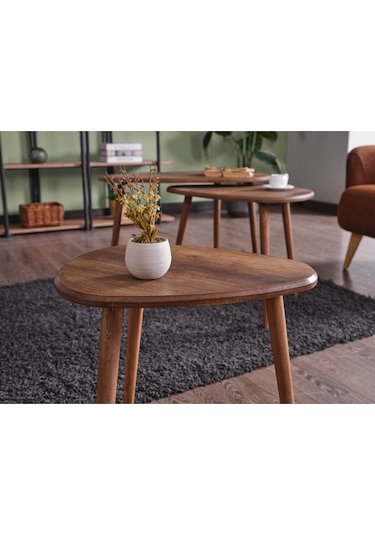 Kagu Mdf Alvin Zigon Orta Sehpa 3'lü Ceviz