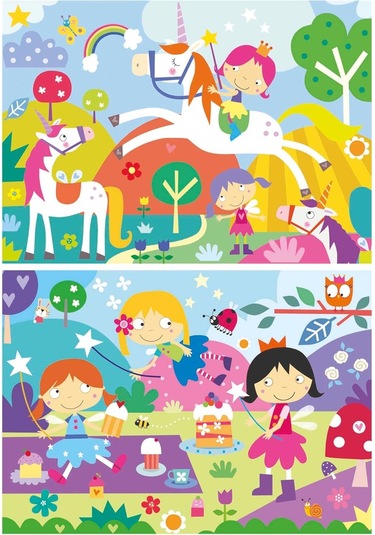 Educa 4-6 Yaş 2x48 Parça Fantazi Arkadaşlar Puzzle - Kız Çocuk Karton Puzzle 1 Adet