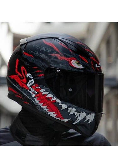 Ls2 Rapıd 2 Kaıju Kapalı Motosiklet Kaskı Siyah Camlı Siyah - Kırmızı