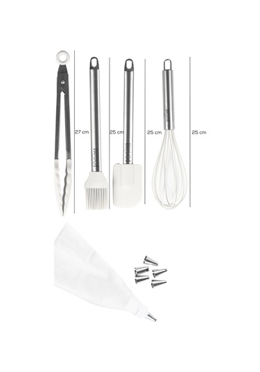 Porsima 3160 10 Parça Pasta Ve Tatlı Servis Seti Kek Pasta Şekillendirme Seti Beyaz Beyaz