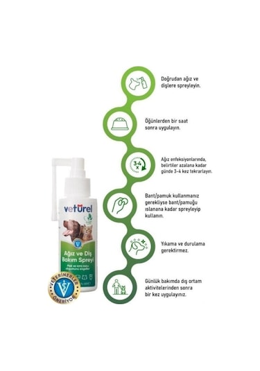Veturel Kedi Ve Köpekler İçin Ağız Ve Diş Bakım Spreyi 100 Ml