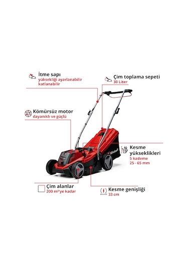 Einhell GE-CM 18/33 Li (1x4,0 Ah) Akülü Çim Biçme Makinesi - 3413260