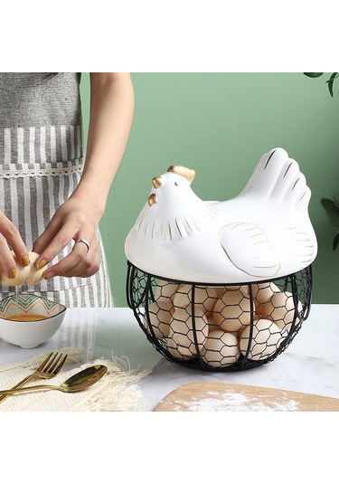 Ranyeek Siyah Altın Çizgili Seramik Kapaklı Gömlek, Nordik Stili Demir Ağı Meyve/saklama Sepeti, Ev Dekorasyonu Ve Pratik Kullanım Siyah