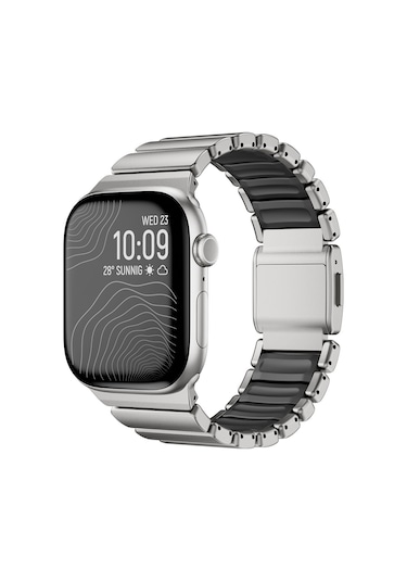 Watch 10 46mm Kordon Krd-151 Metal Silikon Kordon Gümüş-siyah