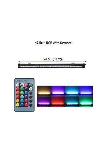 Silkroadselect Longbangdian Shop Boyut-47cm Tarzı M Led Akvaryum Işık Balık Tankı Lambası Rgb Su Geçirmez Uzaktan Kumanda Hava Kabarcık Lambası Sualtı Dalgıç Oksijen Işığı Çok Renkli