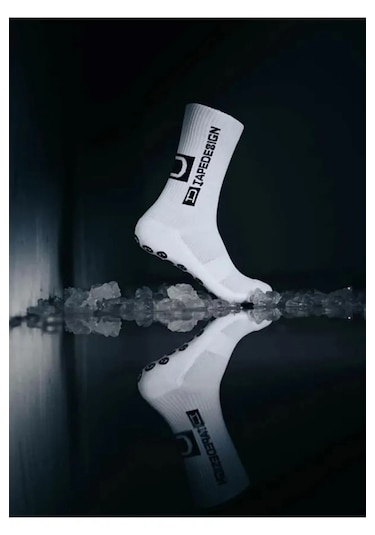 Kaydırmaz Silikon Tabanlı Pro Futbol Çorabı Havlu Taban Dikişsiz Beyaz