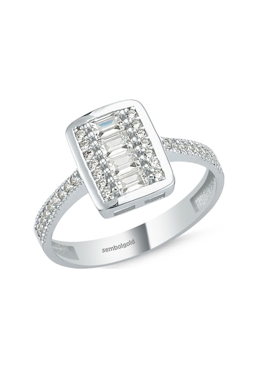 Baget Beyaz Altın Tektaş Yüzük 1,30 Karat 399604264