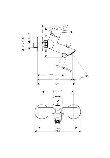 Hansgrohe Talıs S Tek Kollu Banyo Bataryası Aplıke Krom 72400000 Krom