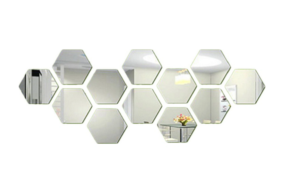 Kangvka 12 Adet 18.4x16 Cm Gümüş Renkli Akrilik Yansıtıcı Altıgen Duvar Sticker - 1 Mm Kalınlıklı Otomatik Yapışkan Gümüş