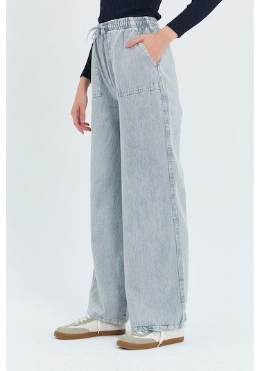 4572 Kadın Parça Boya Palazzo Pantolon Gri Gri