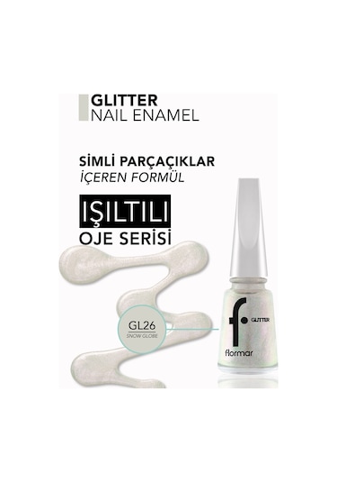 Flormar Glitter Yarı Transparan Parlak Bitişli Simli Oje GL26