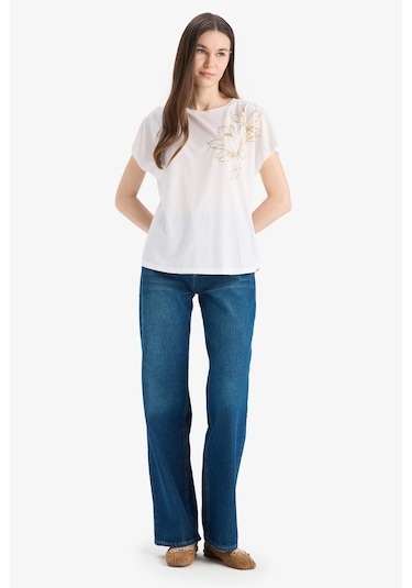 DeFacto Bisiklet Yaka Baskılı Kısa Kollu Tişört E9892AX25SMER105