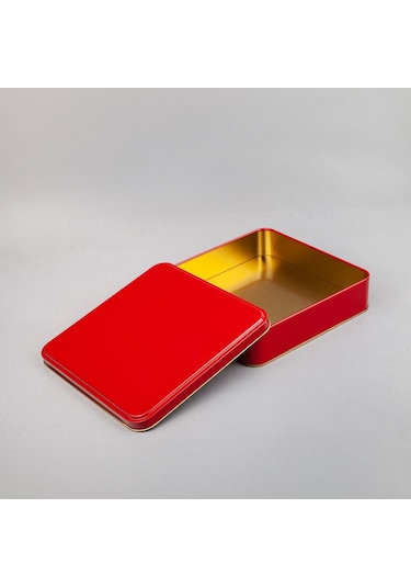 Kırmızı Metal Kutu 19,2x19,2x4,5 Cm