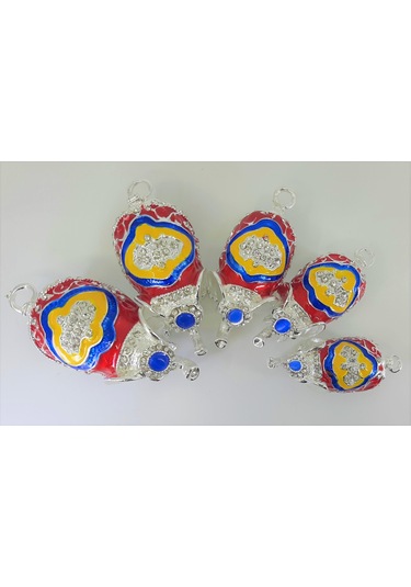 Swaroski Taşlı Metal Bereket Fili 5li Mücevher Kutusu Gri