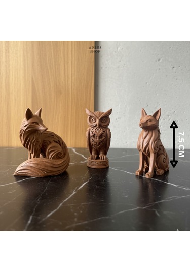 3'lü Hayvan Figürü Kurt, Tilki Ve Baykuş Figürü