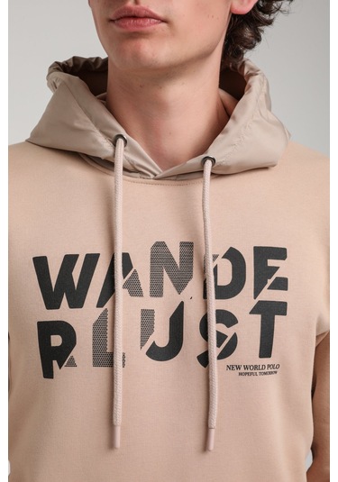 Kapüşonlu Bej Slim Fit Hoodie 23fwm64059 BEJ Bej