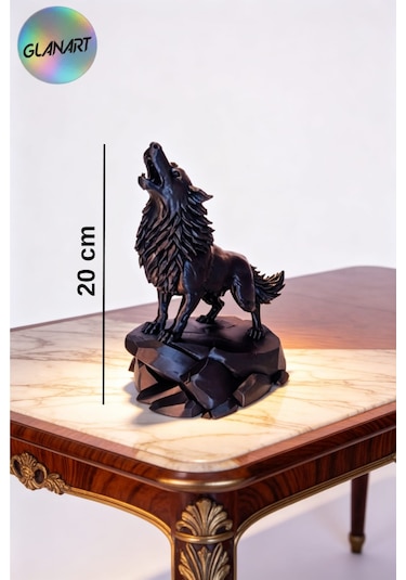 Hediyelik 3 Boyutlu Uluyan Kurt Figürü 3d Filament 1 Adet Siyah