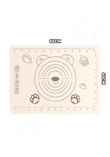 Ayıcık Hamur Matı 45x65cm - Ayıcıklı Yapışmaz Su Geçirmez Silikon Hamur Matı